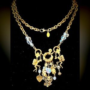 Retired KIRKS FOLLY Dance With Fairies Vintage Multi Charm Necklace No Box.